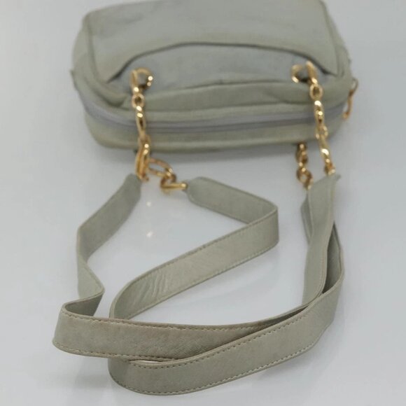 LOEWE Anagram Chain Shoulder Bag Leather Gray Gold Auth mr1092 - Picture 8 of 16